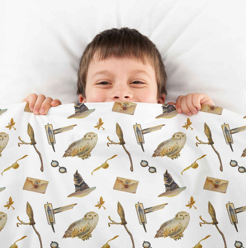Original therapy blanket - cotton cover white with owls