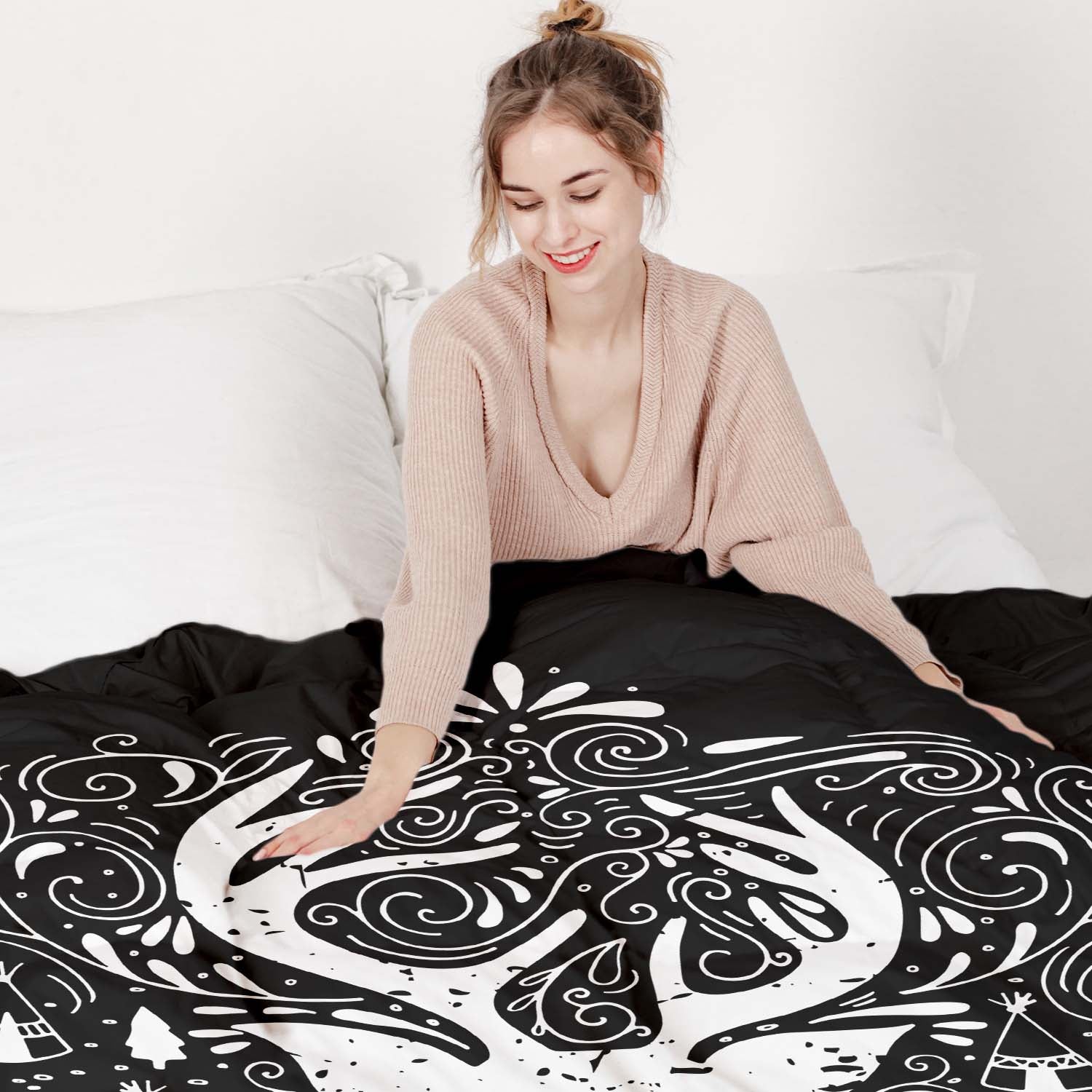 Therapy blankets bedding set black Merry Christmas