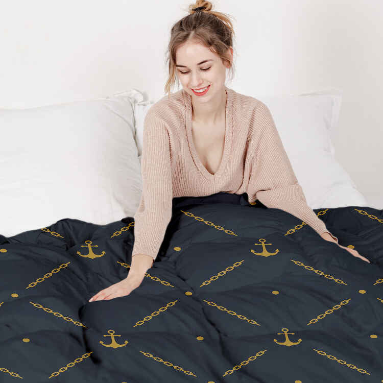 Couette thérapeutique ensemble de literie bleu avec ancre