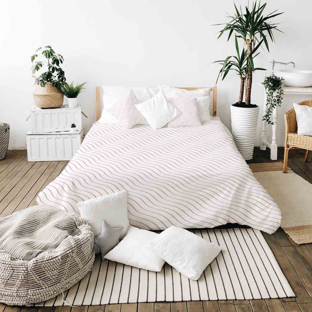 Couverture thérapeutique originale - Housse en coton rose à vagues