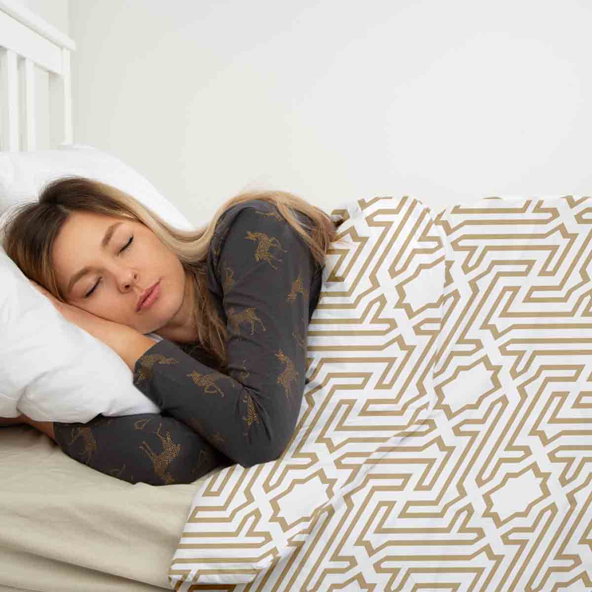 Couverture thérapeutique originale - Housse en coton beige avec formes