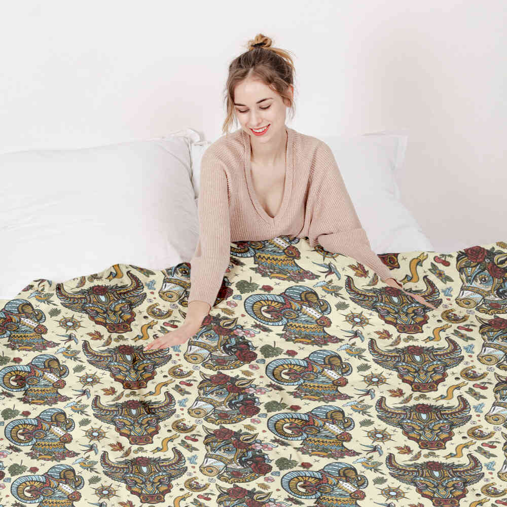 Couverture thérapeutique originale - Housse en coton têtes d'animaux colorées