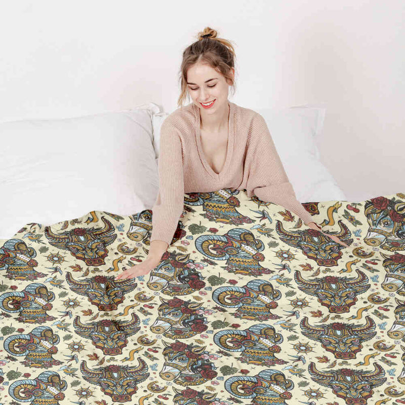 Original therapy blanket - cotton cover colorful animal heads