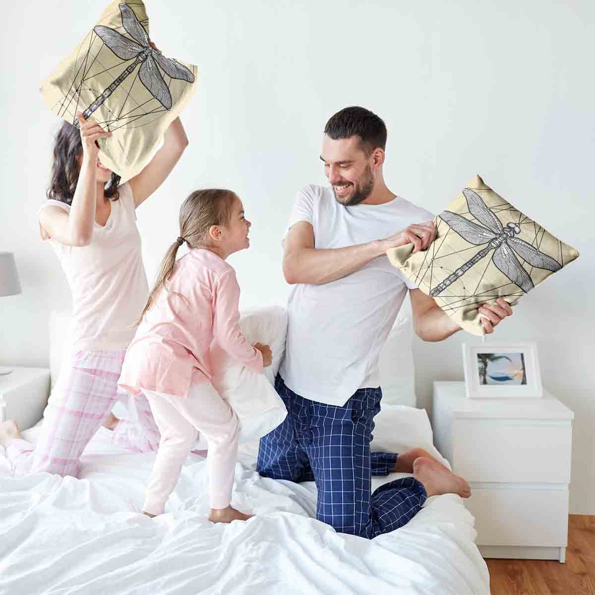 Health Pillow Yellow with Dragonfly