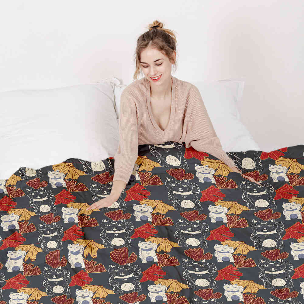 Original therapy blanket - cotton cover waving cat