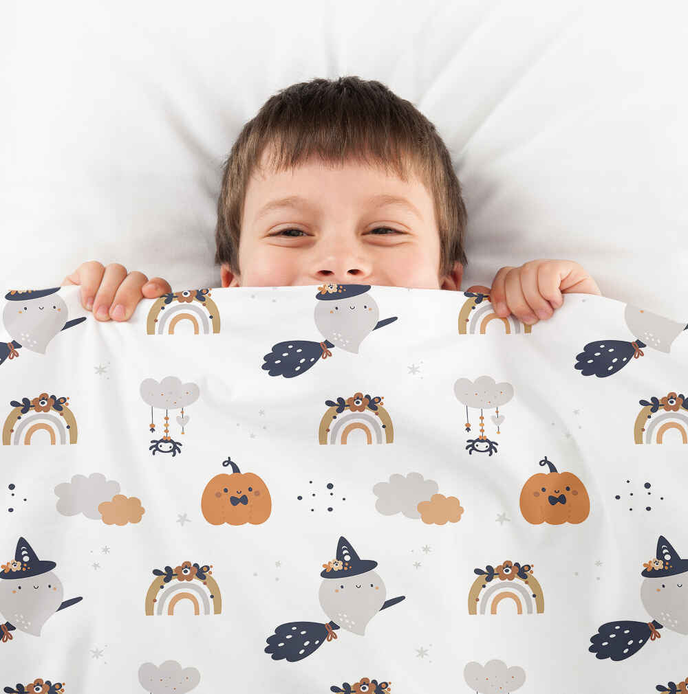 Couverture thérapeutique originale - Housse en coton blanc automne