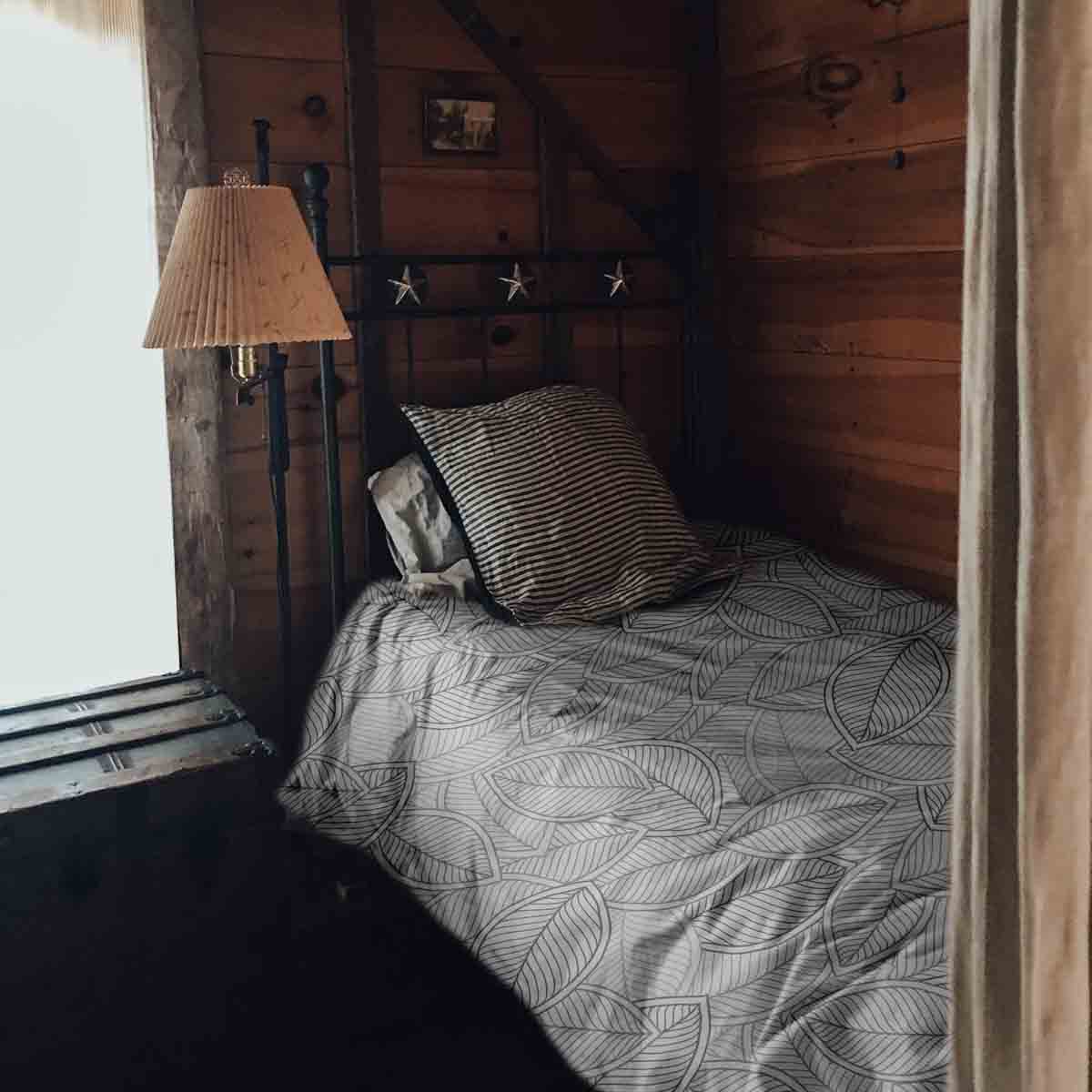 Couverture thérapeutique originale - Housse en coton avec feuilles de palmier grises