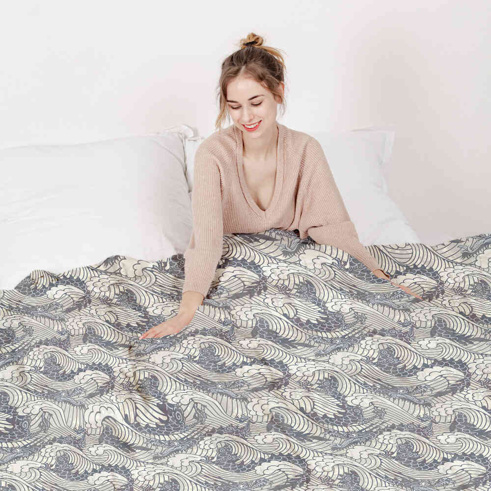 Couverture thérapeutique originale - Housse en coton mer agitée