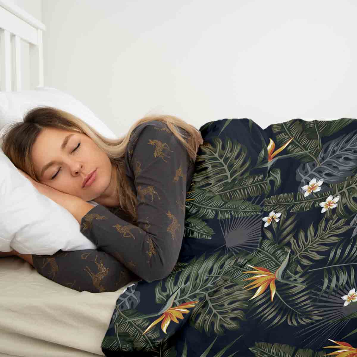 Ensemble de linge de lit et couverture thérapeutique Forêt tropicale