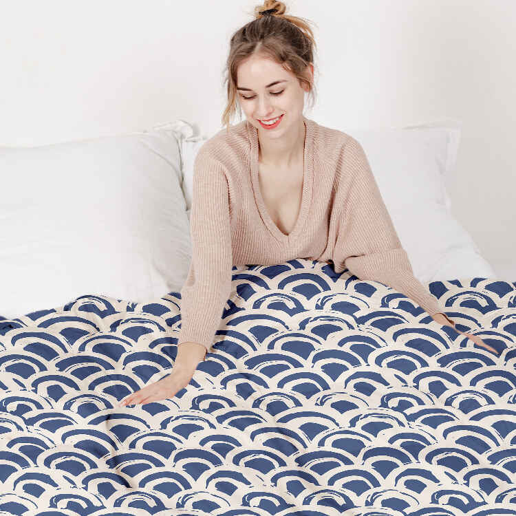 Original therapy blanket - cotton cover blue wave pattern