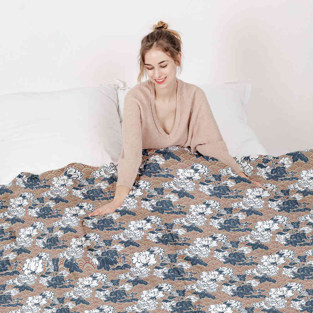 Couverture thérapeutique originale - Housse en coton avec fleurs