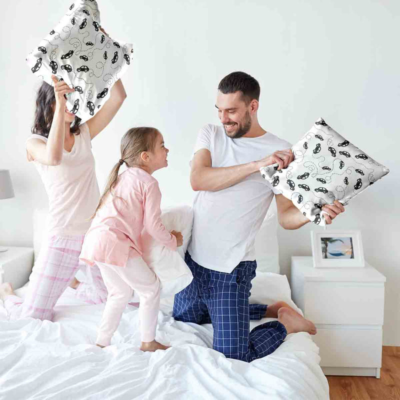 Health pillows with black cars