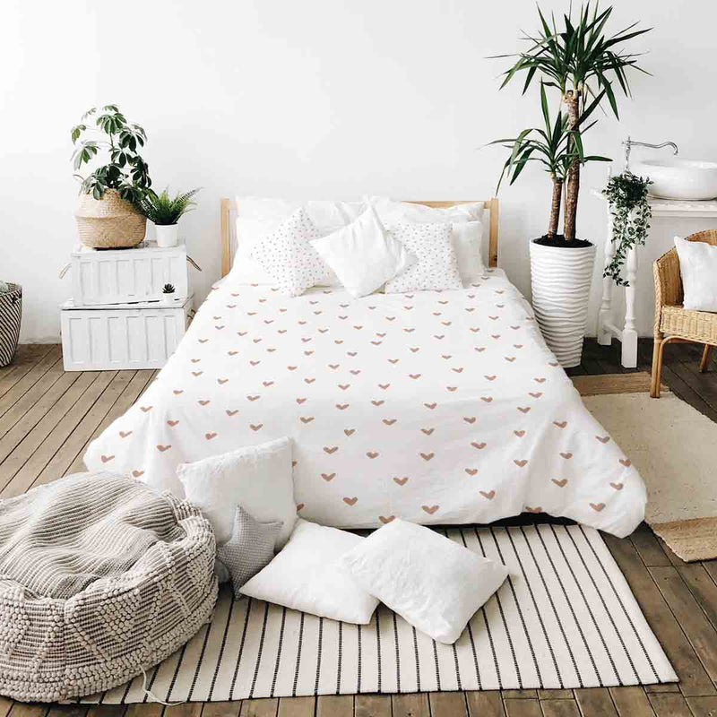 Therapy blankets bedding set white with hearts