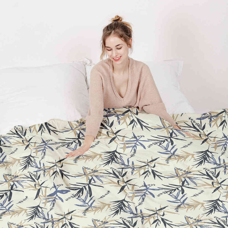 Original therapy blanket - cotton cover leaf pattern beige