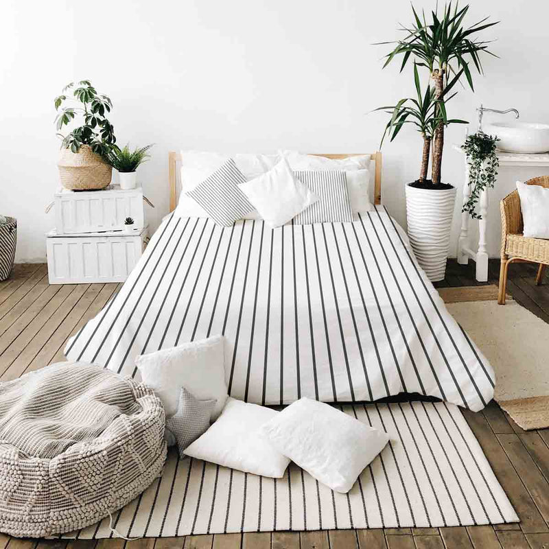 Original therapy blanket - cotton cover white with black stripes
