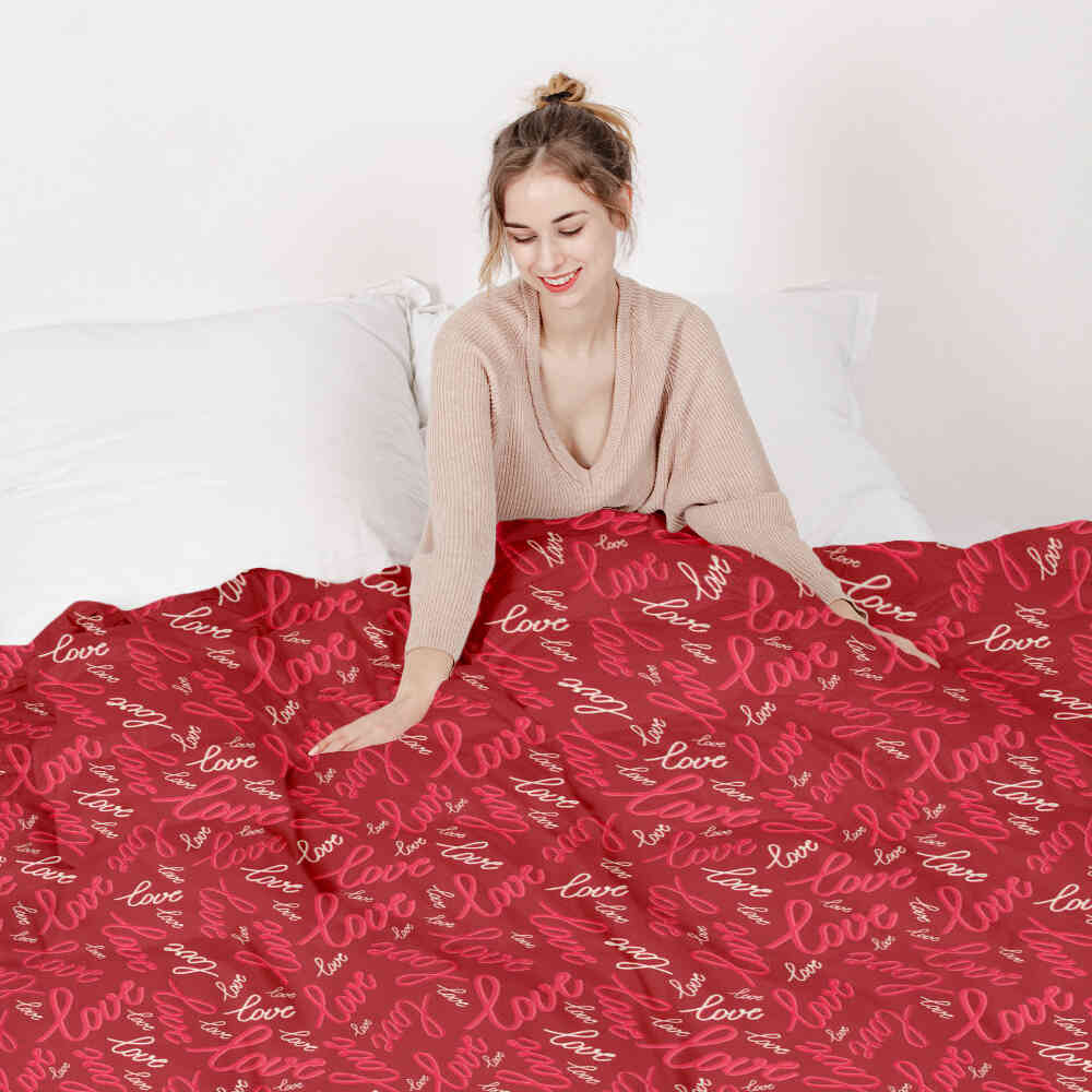 Ensemble de linge de lit avec couverture thérapeutique Love Love Love