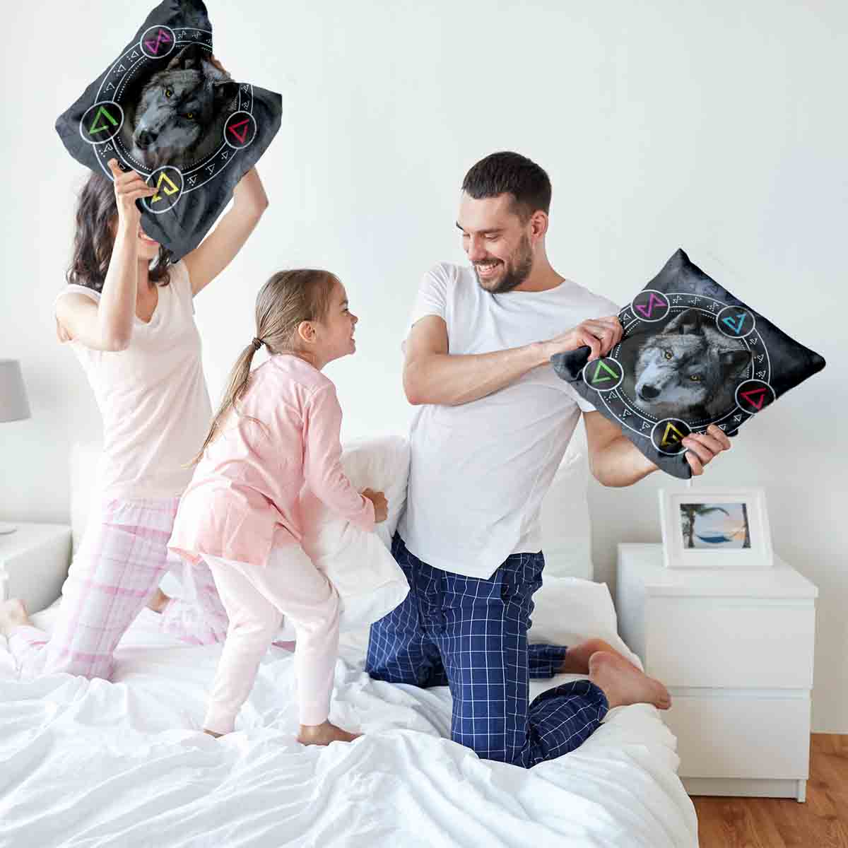 Health Pillow Gray with Wolf