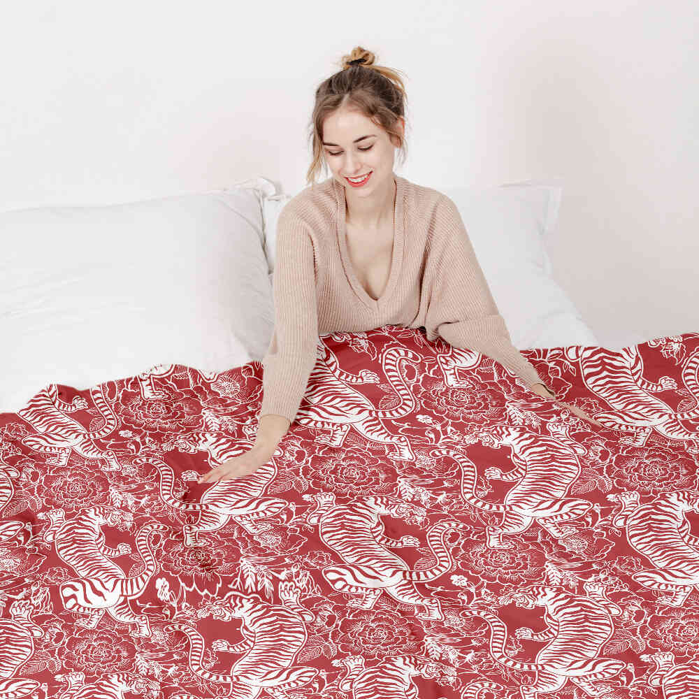 Ensemble de literie avec couverture thérapeutique tigre chinois