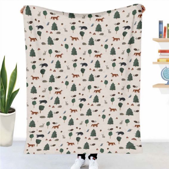Original therapy blanket - cotton cover forest animals