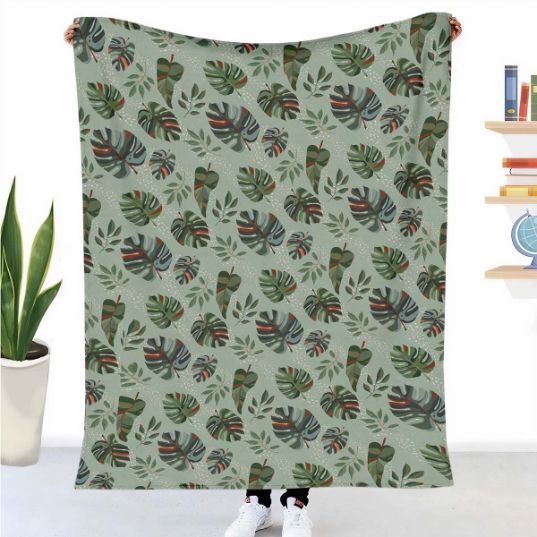 Couverture thérapeutique originale - Housse en coton Monstera sombre