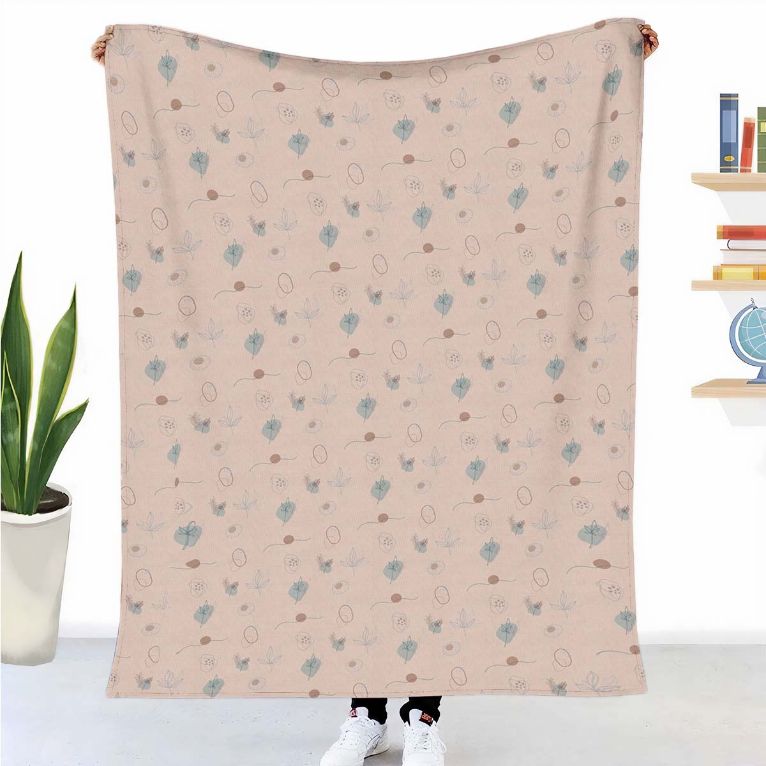Couverture thérapeutique originale - Housse en coton rose plantes