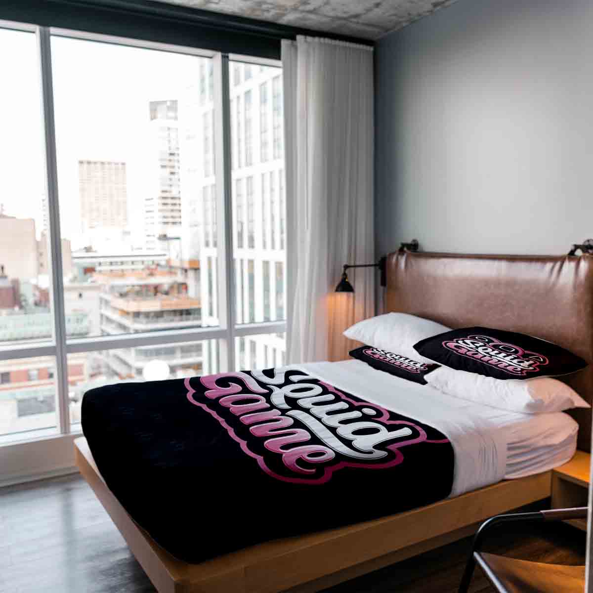 Therapy blankets bedding set black squid