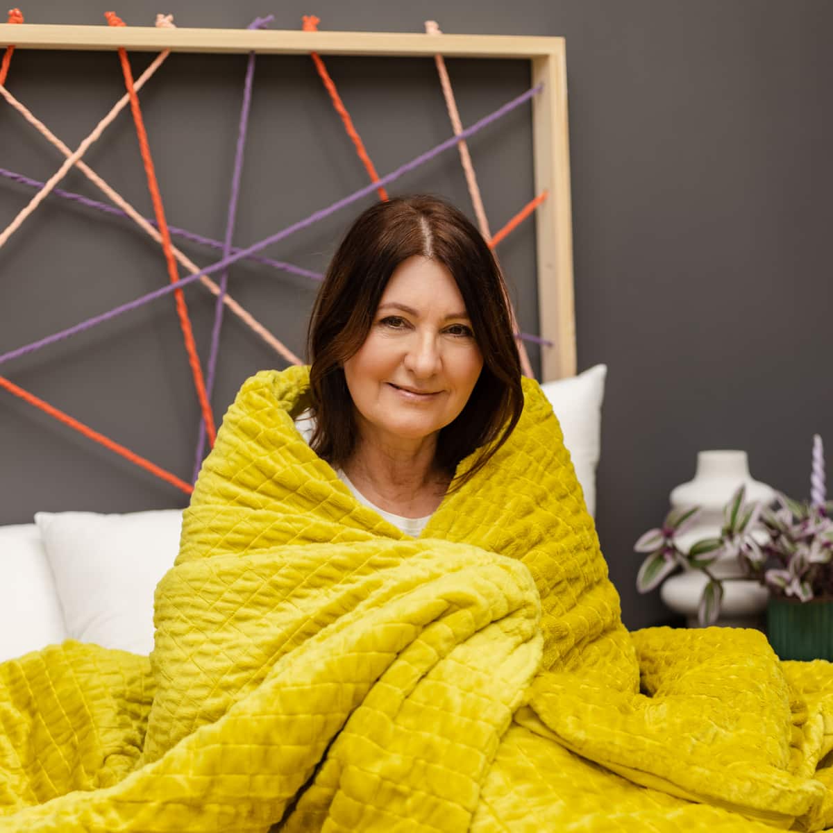 Couverture thérapeutique originale - Housse 4 saisons en jaune